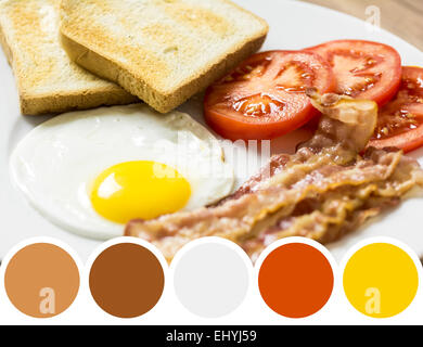Farbpalette von lecker englisches Frühstück Stockfoto