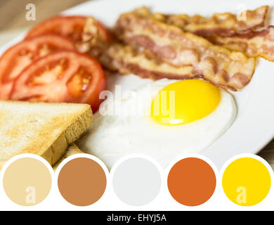 Farbpalette von lecker englisches Frühstück Stockfoto