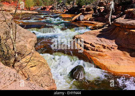 Folie Steinschlag, Slide Rock State Park, Arizona, USA Stockfoto