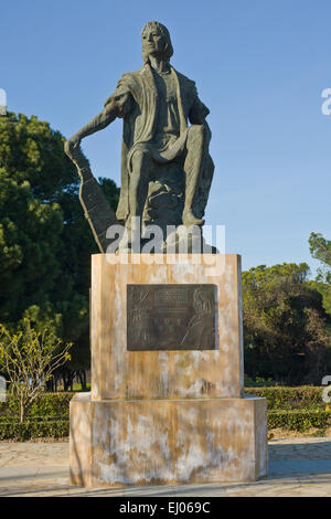 Christopher Columbus-Statue am Kloster von La Rabida, Huelva, Spanien Stockfoto