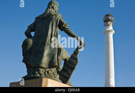 Christopher Columbus-Statue am Kloster von La Rabida, Huelva, Spanien Stockfoto