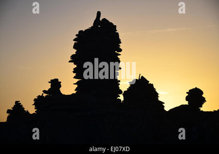 Schweiz, Europa, Graubünden, Graubünden, Breil, Brigels, Kistenpass, Kistenstöckli, Steinfiguren, Mark, Steinen, Gipfeln, Spitzen, Stockfoto