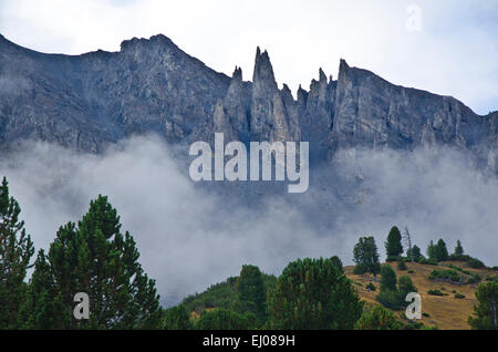 Schweiz, Europa, Graubünden, Graubünden, Breil, Brigels, Val Frisal, Tal, Pan, Wiese, Brigel Hörner, Piz Frisal, Piz Durschin Stockfoto