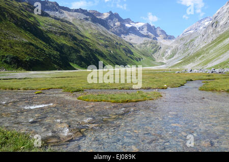 Schweiz, Europa, Graubünden, Graubünden, Breil, Brigels, Val Frisal, Tal, Pan, Brigel Hörner, Flem Stockfoto