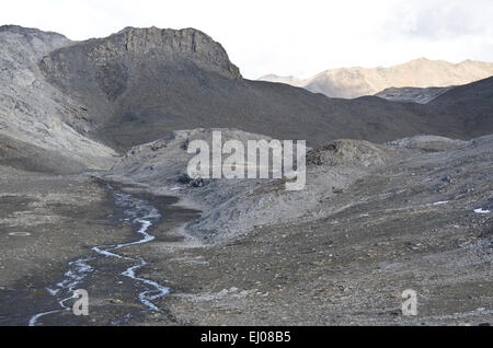 Europa, Graubünden, Graubünden, Schweiz, Unterengadin, gesendet, Lais da Rims, Plateau, Berge, Wüste, Berg, Bach Stockfoto