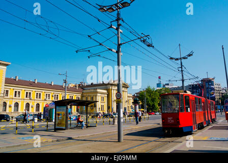 Verkehr vor Glavna, Hauptbahnhof, Belgrad, Serbien, Südosteuropa Stockfoto