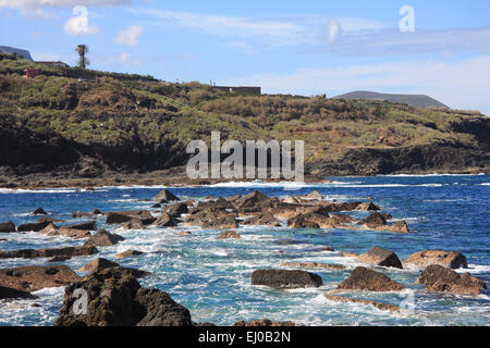 Spanien, Europa, Teneriffa, Kanarische Inseln, Garachico, Küste, Wasser, Stockfoto