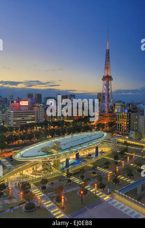 Bezirk, Japan, Asien, Stadtbild, Nagoya, Stadt, Sakae, Fernsehturm, Aichi, Architektur, bunte, Innenstadt, Herbst, Lichter, Nagoya, Stockfoto