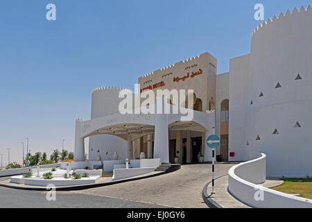 Asien, Vereinigte Arabische Emirate, Vereinigte Arabische Emirate, Abu Dhabi, Mezaira'a, Mezaira, Liwa, Oase, Hotel, Eingang, Gebäude, Bau, Tourismus, la Stockfoto