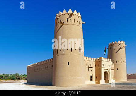 Asien, Vereinigte Arabische Emirate, Vereinigte Arabische Emirate, Abu Dhabi, Mezaira'a, Mezaira, Liwa, Oase, Hotel, Liwa, Architektur, Burg, Festung, Gebäude, Stockfoto