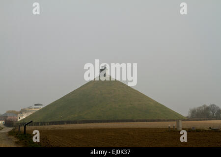 Den Feldern rund um Butte du Lion in Winter, wo die Schlacht von Waterloo im Juni 1815 stattfand Stockfoto