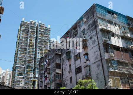 Diese Abbildungen zeigen die Wohngebiete von Macau im November 2014. Stockfoto