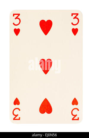 Drei Herzen Spielkarte Stockfoto