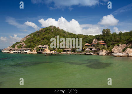 Bad, Bucht, Strand, Hotel, kleine, Bungalow, Resort, Ngoc, Suong, Cam, Ranh Bucht, South China Sea, Meer, asiatische, Asien, außen, Hütte Stockfoto