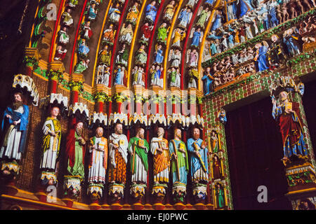 Kathedrale von Amiens, Amiens, Sommes, Picardie, Frankreich, Basilika unserer lieben Frau von Amiens, Tür, reich verzierten Fassade, Torbogen, Eingang, fi Stockfoto