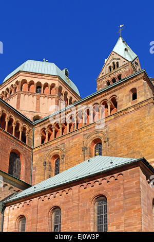 Europa, Deutschland, Europa, Rheinland-Pfalz, Speyer, Dom Platz, Altstadt, Kaiserdom, Kathedrale, Kirche, St. Maria und S Stockfoto
