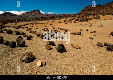 Landschaft, Landschaft, Plateau, Parque Nacional de Las Canadas del Teide, Teide-Nationalpark, UNESCO, Teneriffa, Kanarische Inseln, Spanien Stockfoto