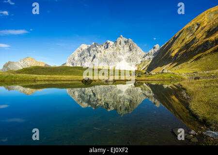 Eissee, Oytal, große, großen, wilden, hohe Vogel Gruppe, Pferd-Zahn-Gruppe, Alpen, Allgäu, Bayern, Deutschland, Europa Stockfoto