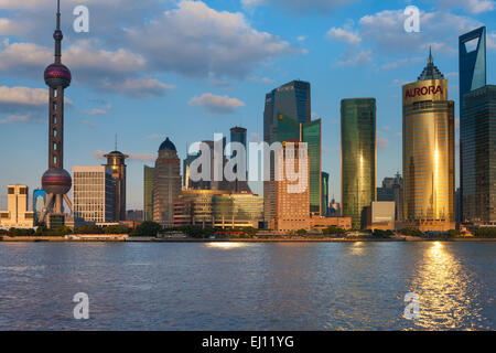 Shanghai, Pudong, China, Asien, Geschäftsviertel, Wohnblocks, Hochhäuser, Huangpu, Fluss, Fluss, Stockfoto