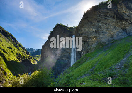 Batöni, Schweiz, Europa, Kanton St. Gallen, Fläche von Sargans, Weisstannental, Wasserfall Stockfoto