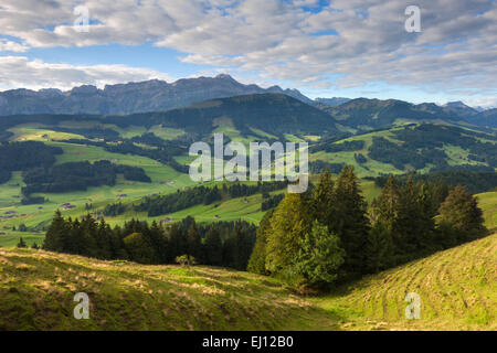 Ansicht, Hundwiler Höhe, Hundwil Höhe, Schweiz, Europa, Kanton Appenzell, Ausserrhoden, Aussichtspunkt, Blick auf den Alpstein Stockfoto