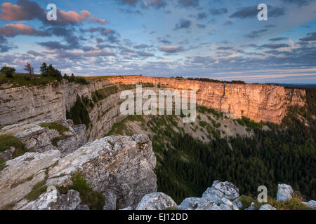 Creux du van, der Schweiz, Europa, Kanton Neuenburg, Jura, Neuenburg, Felsen, Cirque, Morgenlicht Stockfoto