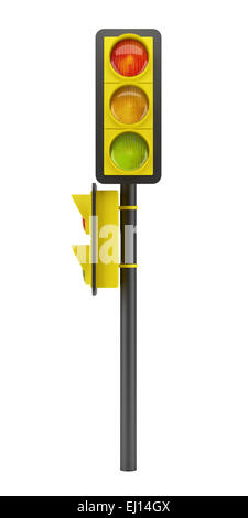 Ampel, die isoliert auf weißem Hintergrund Stockfoto