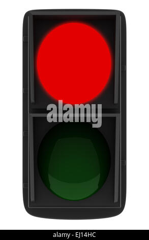 rote Ampel, isoliert auf weiss Stockfoto