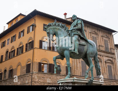 Statue des Reiters Cosimo Medici von Gianbologna in Florenz, Italien Stockfoto