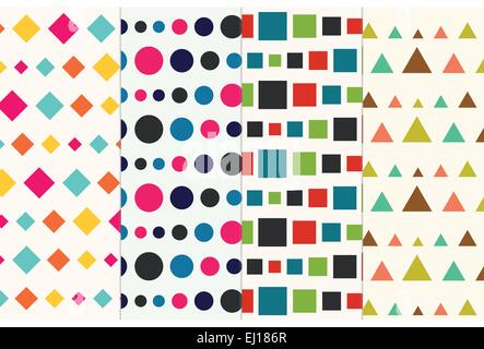 Retro-geometrische Formen abstrakte Musterdesign Sammlungssatz Stock Vektor