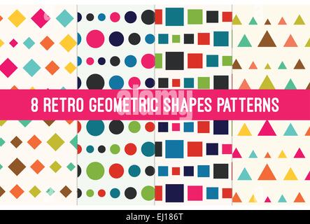 Retro-geometrische Formen abstrakte Musterdesign Sammlungssatz Stock Vektor