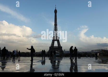 Eiffelturm angesehen vom Palais de Chaillot in Paris, Frankreich. Stockfoto