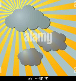 Wolken und Sonne radialen Strahlen, Vektor-illustration Stock Vektor
