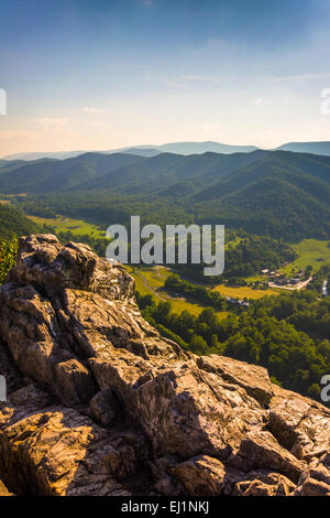 Ansicht von Seneca Rocks, Monongahela National Forest, West Virginia. Stockfoto