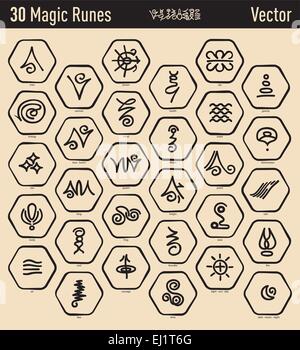 30 schöne antike und magischen elfic Runen Stock Vektor