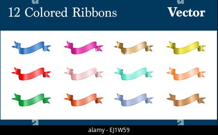 Eine Reihe von zwölf bunte klassische Banner Stock Vektor