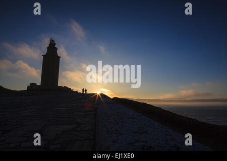 Turm des Herkules. Die älteste römische Leuchtturm noch als Leuchtturm genutzt. A Coruña. Galizien. Spanien. Stockfoto