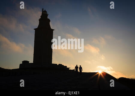 Turm des Herkules. Die älteste römische Leuchtturm noch als Leuchtturm genutzt. A Coruña. Galizien. Spanien. Stockfoto