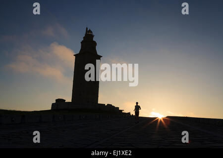 Turm des Herkules. Die älteste römische Leuchtturm noch als Leuchtturm genutzt. A Coruña. Galizien. Spanien. Stockfoto