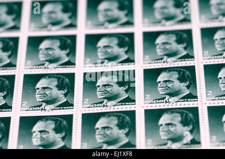 Blatt 2pta spanische Briefmarken zeigen König Juan Carlos Stockfoto