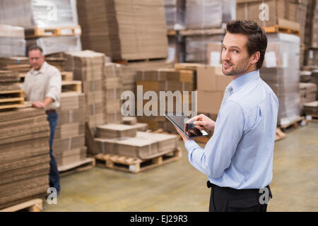 Warehouse Manager für TabletPC Stockfoto