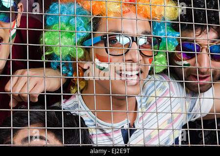 indische Cricket Zaun Gruppe Massen Stockfoto