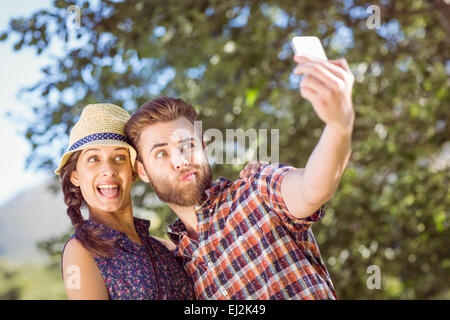 Hipster-paar unter einem selfie Stockfoto