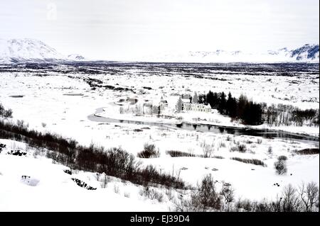 Pingvellir Nationalpark im Winter in Island Stockfoto