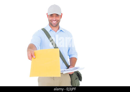 Porträt der Briefträger liefert Brief Stockfoto