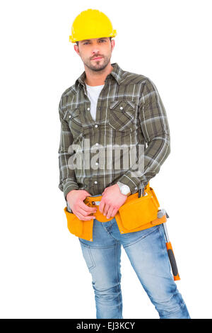 Handwerker tragen Werkzeuggürtel Stockfoto