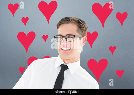 Zusammengesetztes Bild geeky junge Hipster mit Ekel Stockfoto