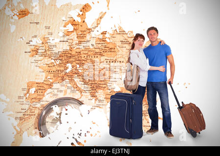 Zusammengesetztes Bild des glücklichen Paares in den Urlaub Stockfoto