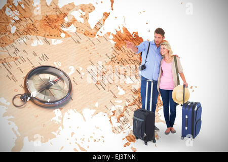 Zusammengesetztes Bild attraktives junges Paar bereit, in Urlaub fahren Stockfoto