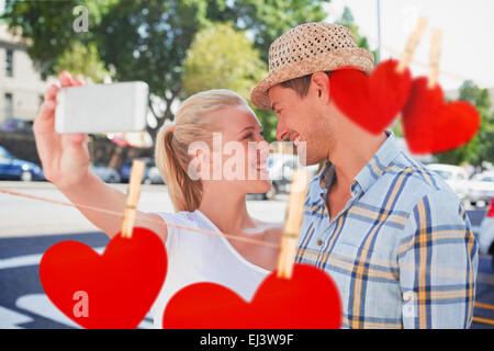 Zusammengesetztes Bild jungen hip Paares nehmen ein Selbstporträt Stockfoto